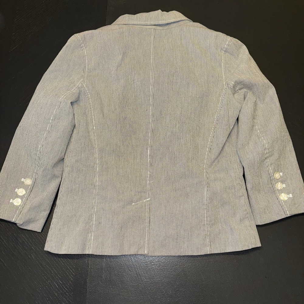 Womens Business Office Pinstripe Blazer Jacket Isaac Mizrahi Grey S 3/4 Sleeve - Picture 11 of 11